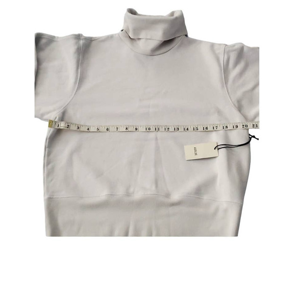 NWT AGOLDE Sz Medium Extended Rib Turtleneck Cotton Sweatshirt Gray Paper Mache - Picture 9 of 11